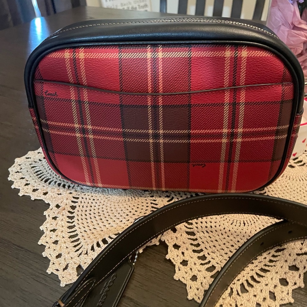 Coach NWT Jamie Camera Bag in Tartan Plaid Print Red/Black Mult - Picture 6 of 15